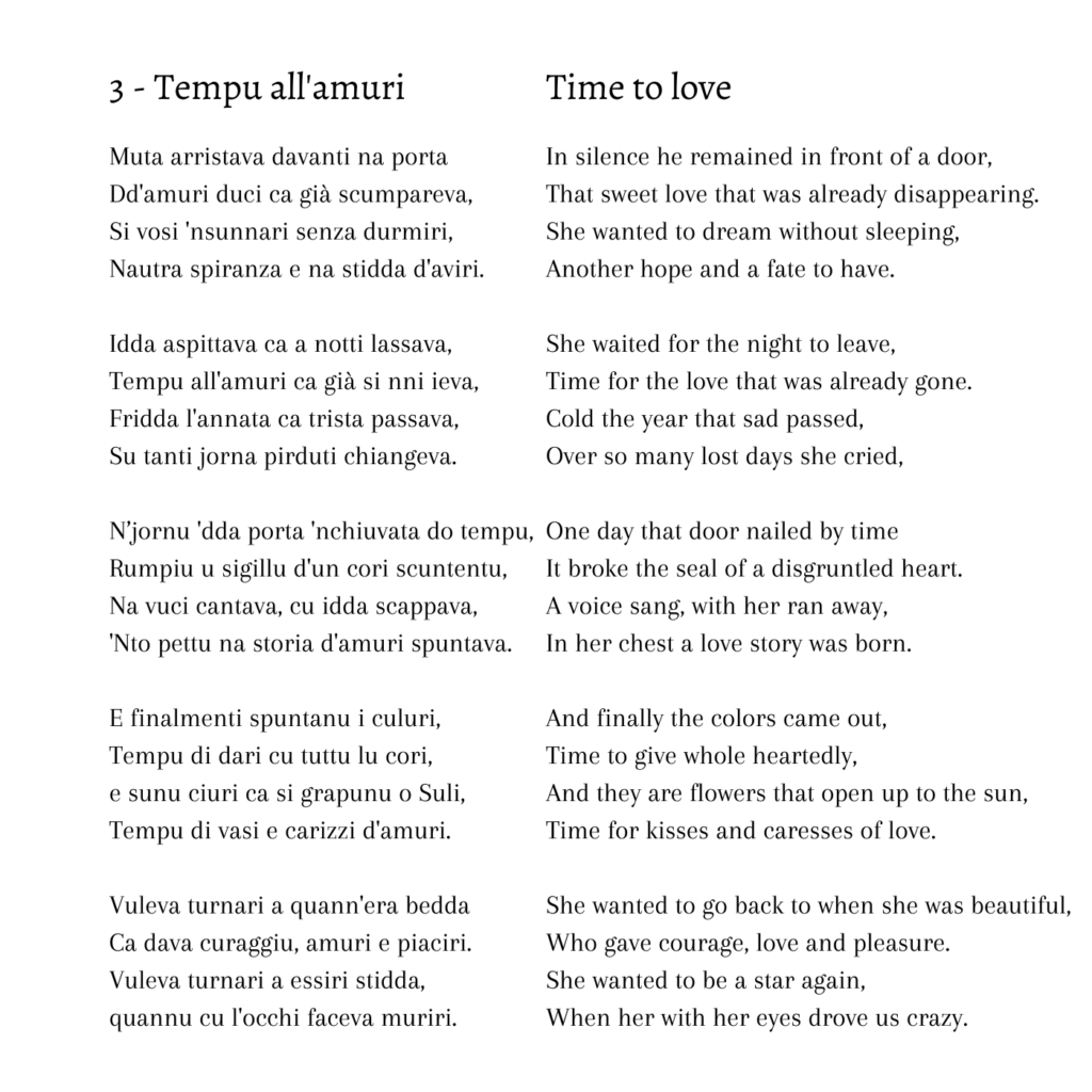 testo canzone Tempu all'amuri