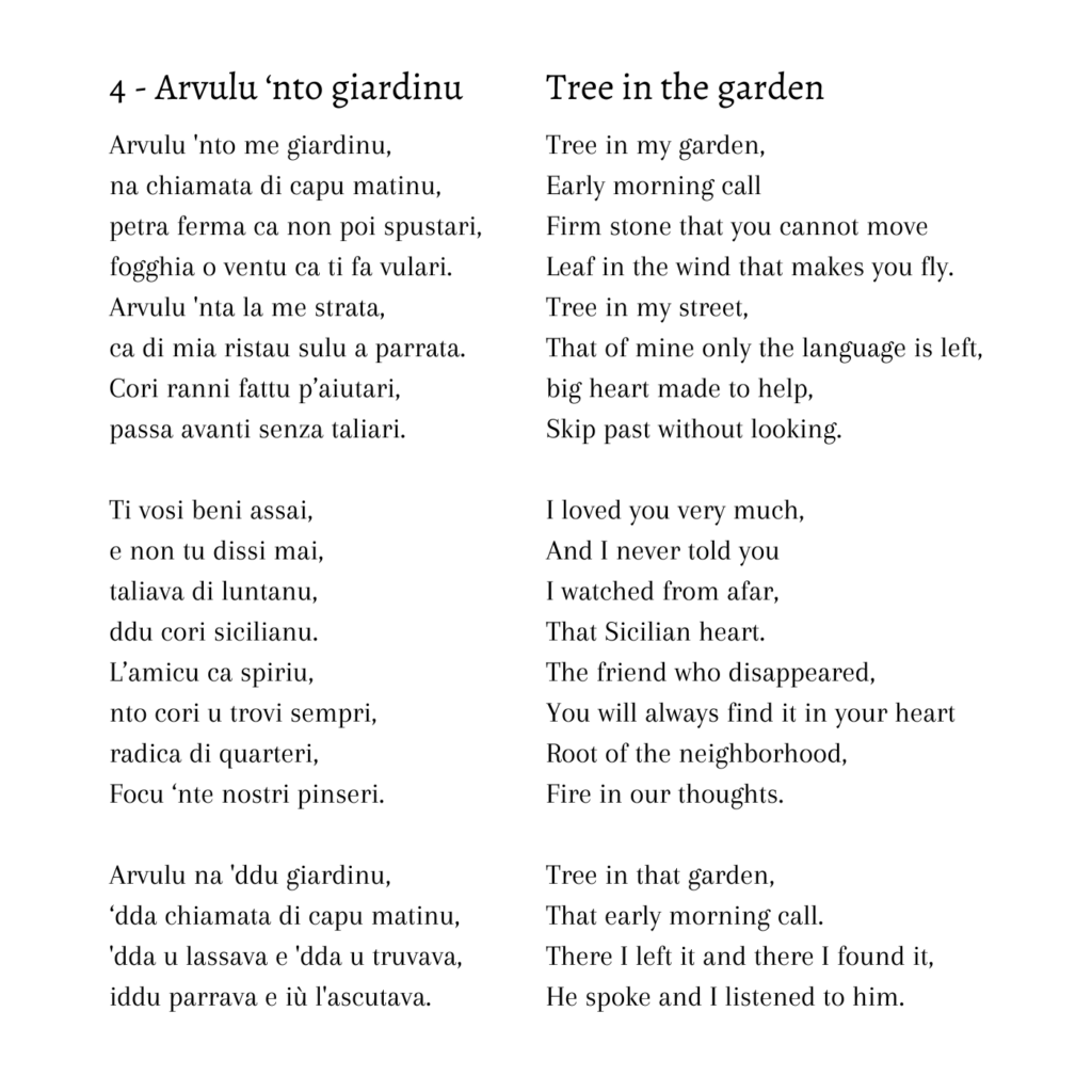 Testo canzone 04- Arvulu ‘nto giardinu