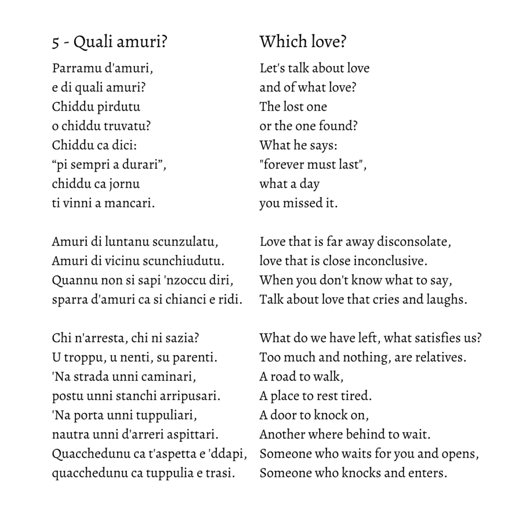 Testo canzone 05 Quali amuri?