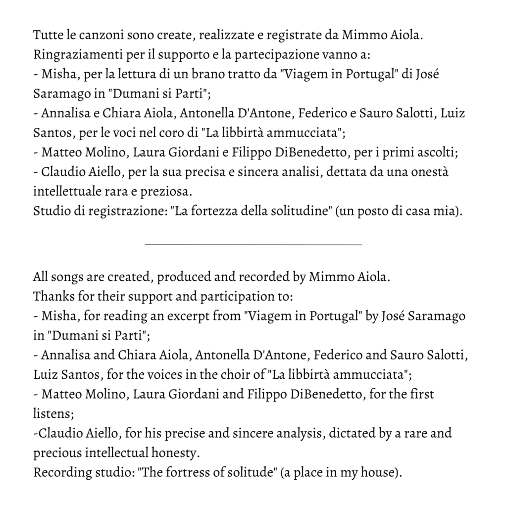 ringraziamenti album cantati